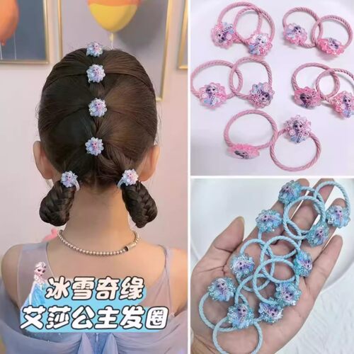 儿童皮筋蓝色艾莎公主扎头发绳不伤发高弹力甜美可爱扎辫子的发圈