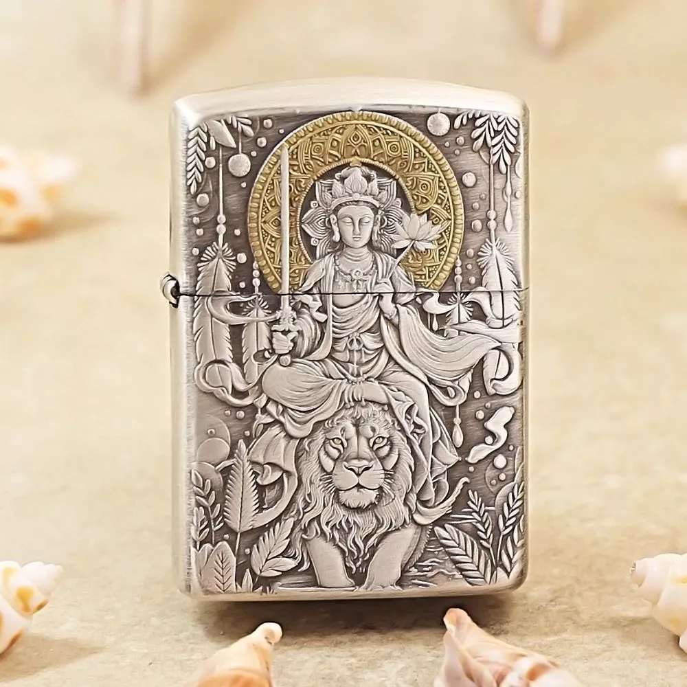 zippo打火机正品薰银盔甲文殊菩萨如来不动明王男士高档礼物防风