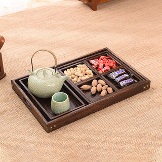 日式功夫茶具家用实木长方形茶盘套装简约茶具托盘糖果盘茶水盘