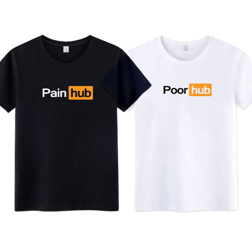 PainhubPoorHub搞笑英文短袖T恤