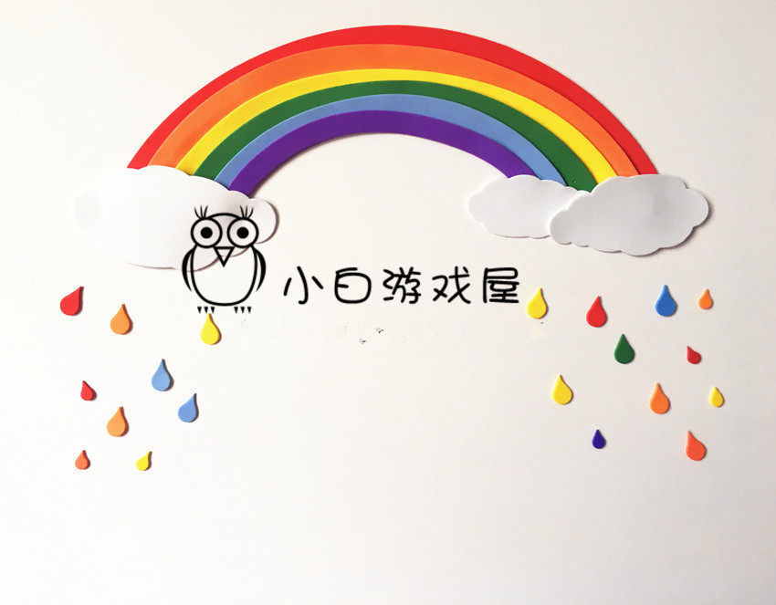 彩虹泡沫装饰贴 七色彩虹带胶装饰墙贴幼儿园环境装饰 泡沫彩虹贴