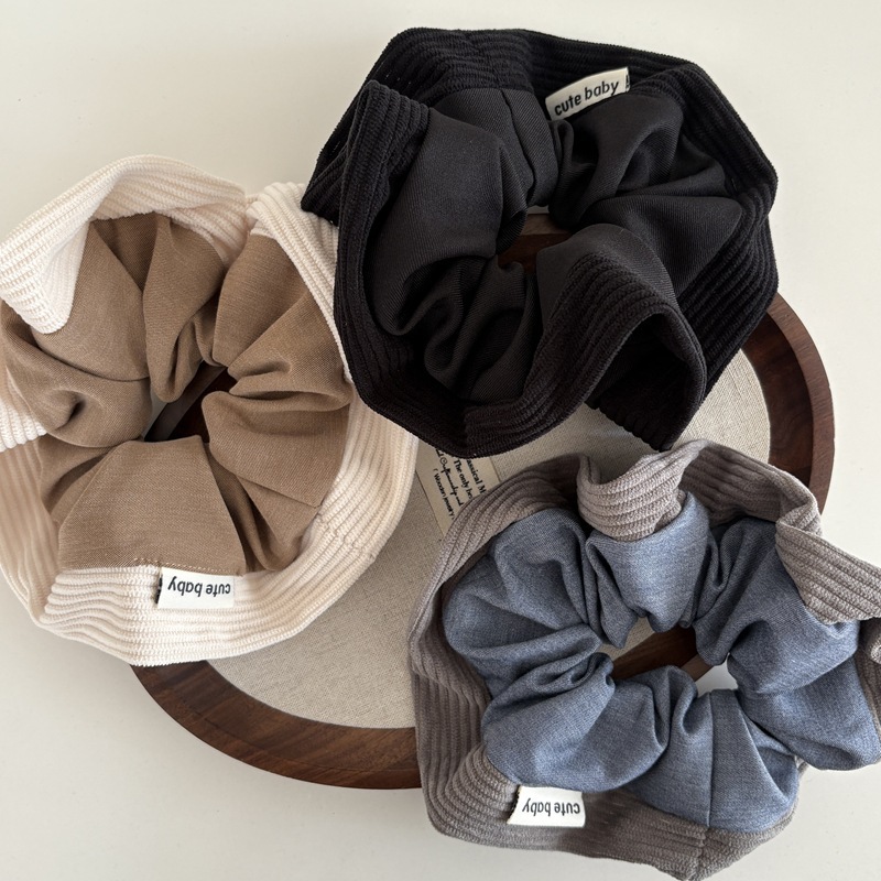 韩版秋冬丝绒花边布艺拼接大肠发圈复古氛围感大号头花头绳头圈