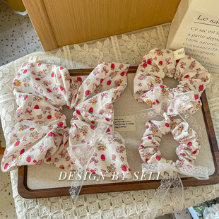 草莓Pudding~法式宫廷风蕾丝原创手作大肠发圈水果方巾小肠圈发饰