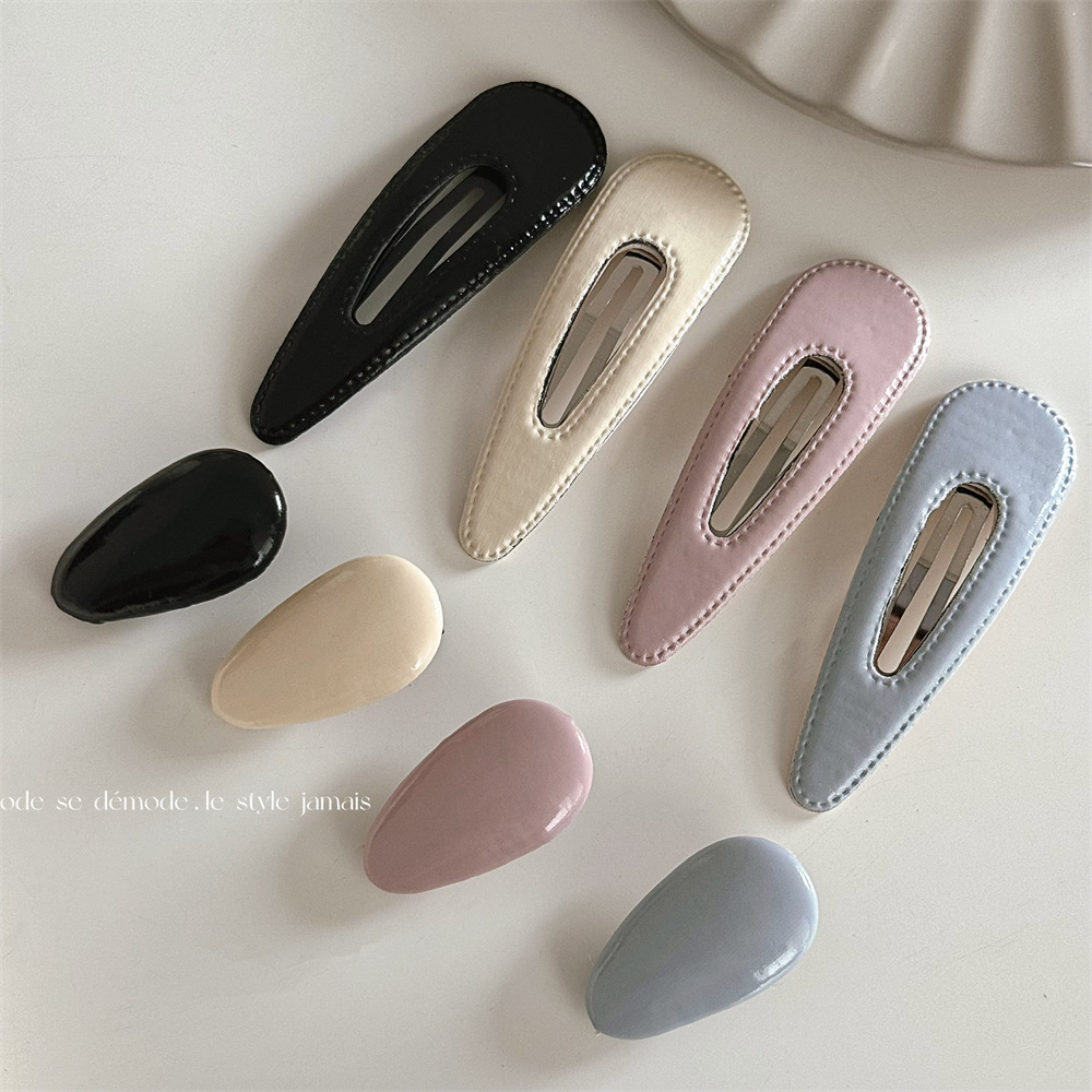 韩版简约皮质发夹刘海夹BB夹子气质边夹侧边鸭嘴夹发饰新款发卡