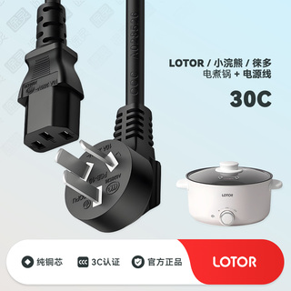 小浣熊LOTOR徠多电煮锅30C多功能电锅炒菜电炒锅火锅充电电源线
