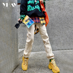 街头ins潮牌港风宽松弹力束脚休闲裤 YHAY裤 子女显瘦百搭新款