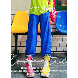 多巴胺纯色潮牌防寒宽松运动卫裤 款 冬季 YHAY宝蓝彩色加绒休闲裤