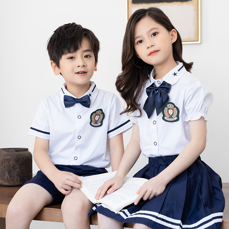 幼儿园园服夏装英伦学院风儿童班服毕业照服装夏季小学生校服套装