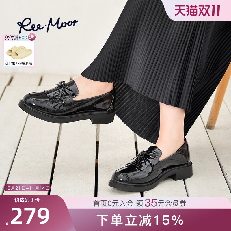 reemoor粗跟流苏蝴蝶结乐福鞋