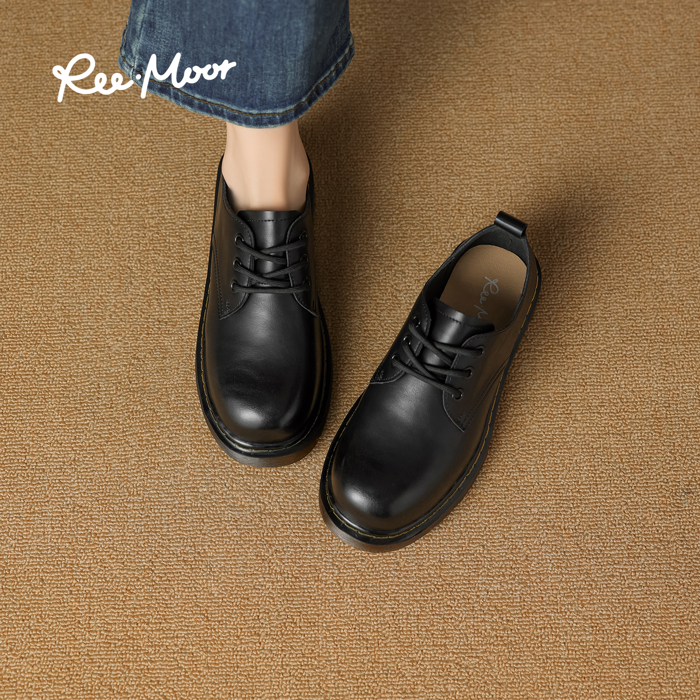 REEMOOR睿慕2025冬季圆头乐福鞋