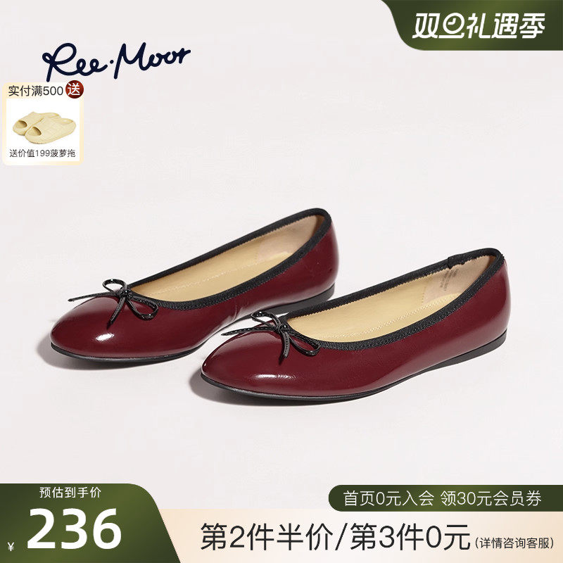 REEMOOR睿慕2025秋季新款法式蝴蝶结浅口单鞋平底鞋女鞋