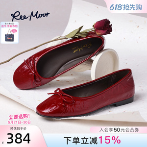 REEMOOR甜美漆皮蝴蝶结芭蕾鞋
