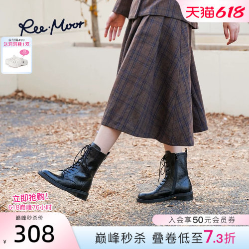 REEMOOR睿慕新款马丁靴秋冬英伦短筒靴复古粗跟女靴显瘦短靴女