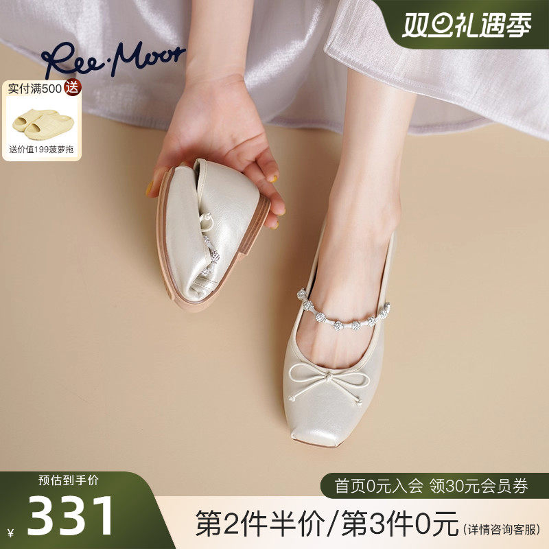 REEMOOR法式一字带蝴蝶结单鞋