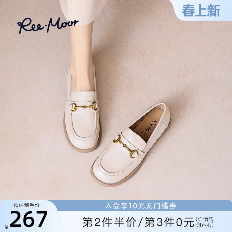 REEMOOR睿慕2025秋季新款羊皮圆头真皮乐福鞋jk小皮鞋英