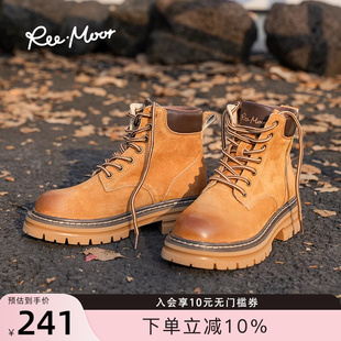 厚底增高复古英伦风短靴 REEMOOR睿慕大黄靴马丁靴2025新款