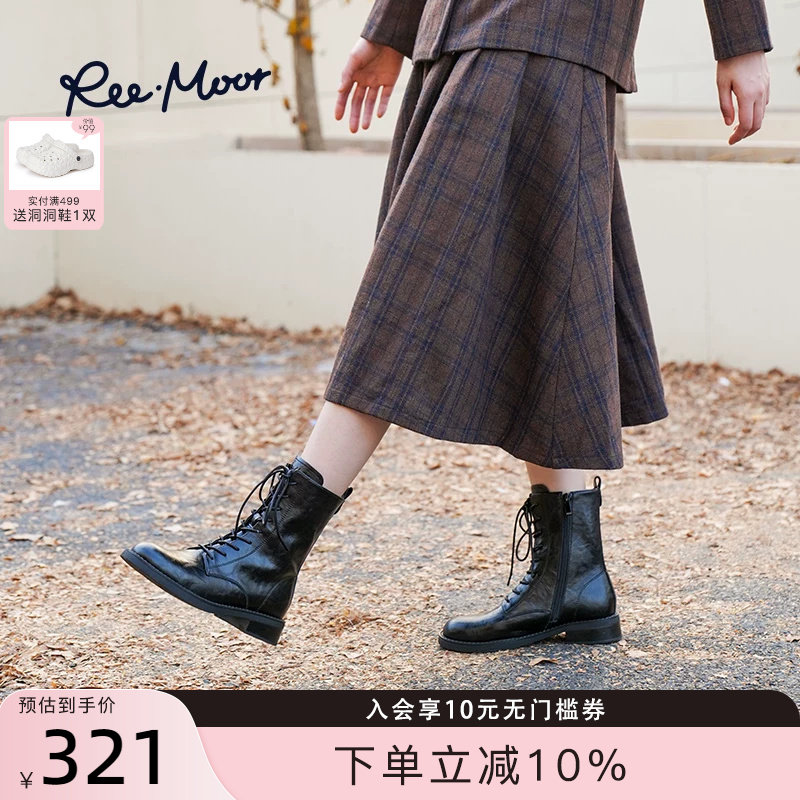 REEMOOR睿慕新款马丁靴秋冬英伦短筒靴复古粗跟女靴显瘦短靴女