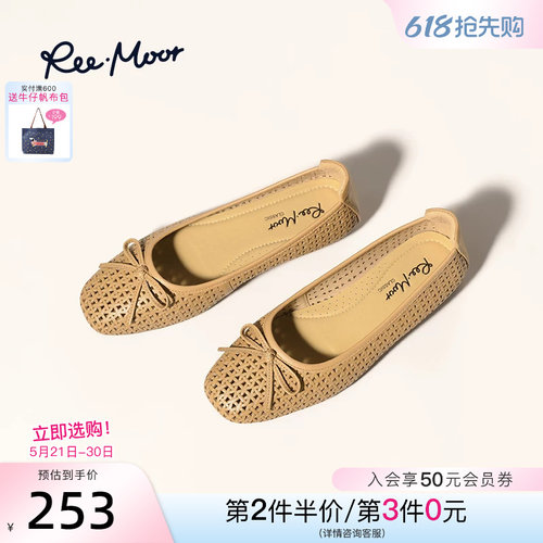 REEMOOR镂空蝴蝶结平底鞋