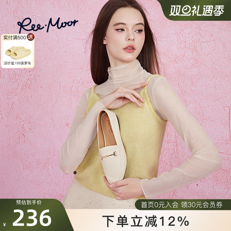 REEMOOR睿慕2025秋新款通勤舒适圆头乐福鞋小皮鞋豆豆鞋一