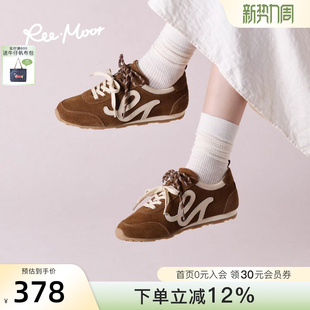 内增高休闲运动女鞋 REEMOOR睿慕25秋季 复古德训鞋 牛皮法式 新款