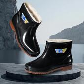秋冬加棉保暖雨鞋 男雨靴成人水靴男 工矿鞋 男水鞋 厨房防滑劳保胶鞋
