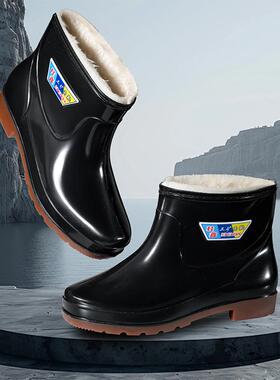 秋冬加棉保暖雨鞋男水鞋厨房防滑劳保胶鞋工矿鞋男雨靴成人水靴男