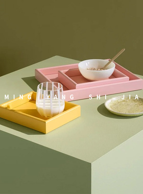 M11周年限定ins风高级家用梳妆台托盘实木首饰餐盘杯子茶具托盘