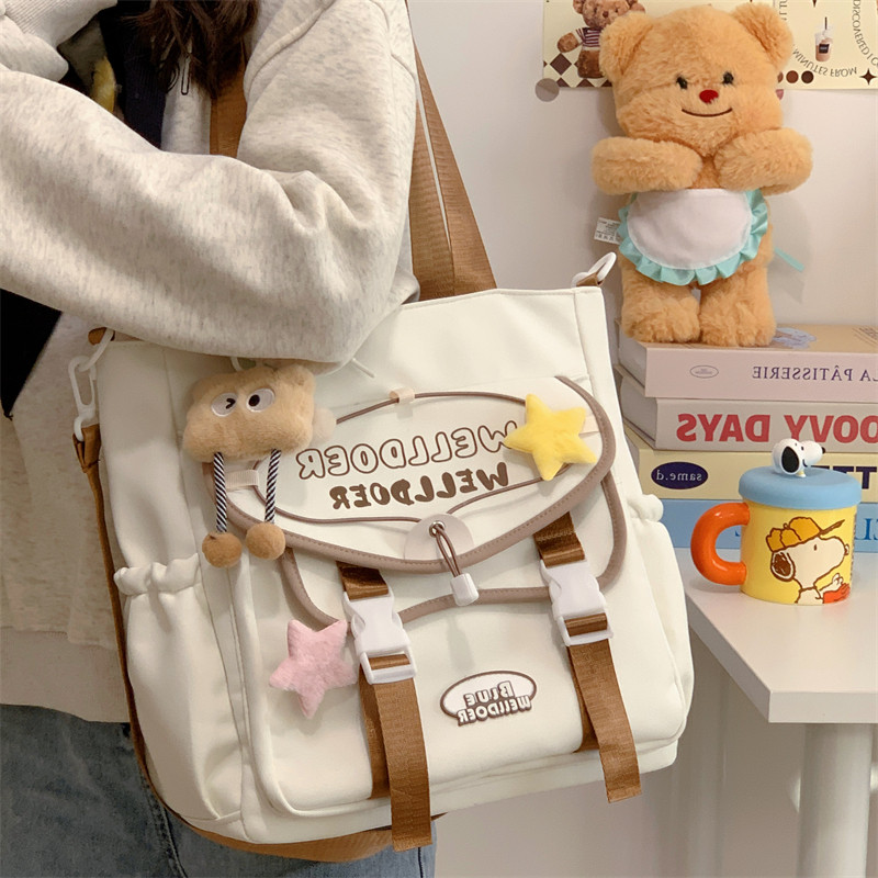 日系大容量单肩包女斜挎ins风手提装书补习袋百搭学生上课托特包,箱包皮具/热销女包/男包,时尚帆布包,淘宝优惠券,粉丝福利购,淘宝优惠卷