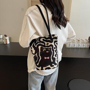 女洋气大容量百搭毛呢时尚 小包包卡通高颜值轻便爆款 水桶包腋下包