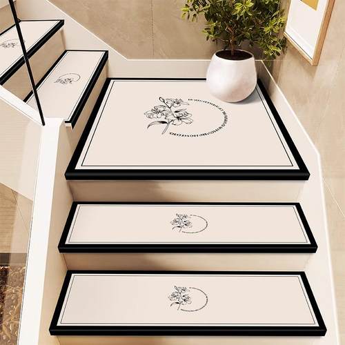 法式轻奢高级楼梯踏步硅藻泥地垫定制免胶自粘防滑地毯家用台阶垫