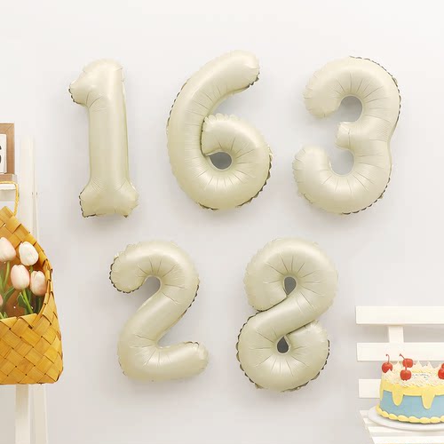 16寸哑光数字气球儿童周岁生日派对氛围感装饰拍照道具场景布置