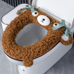 芭莎羊卷毛绒保暖马桶垫坐垫家用冬季加大加厚拉链款防水坐便套