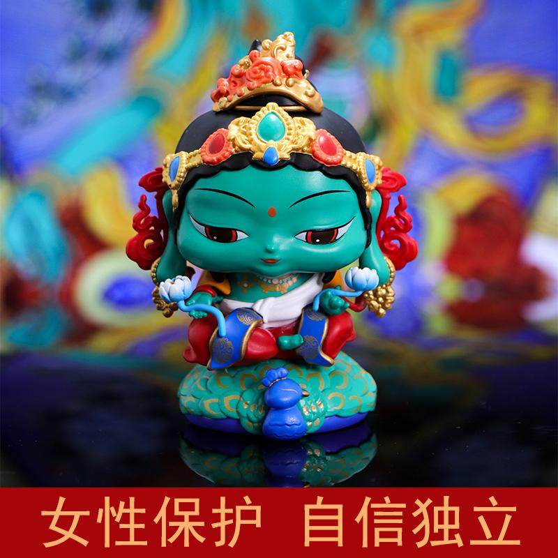 萌佛驾到绿度母菩萨财神手办佛系招财祝福汽车工位摆件送女生礼物