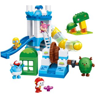 邦宝大颗粒拼装积木管道滑梯齿轮飞机消防汽车玩具3-6岁儿童礼物