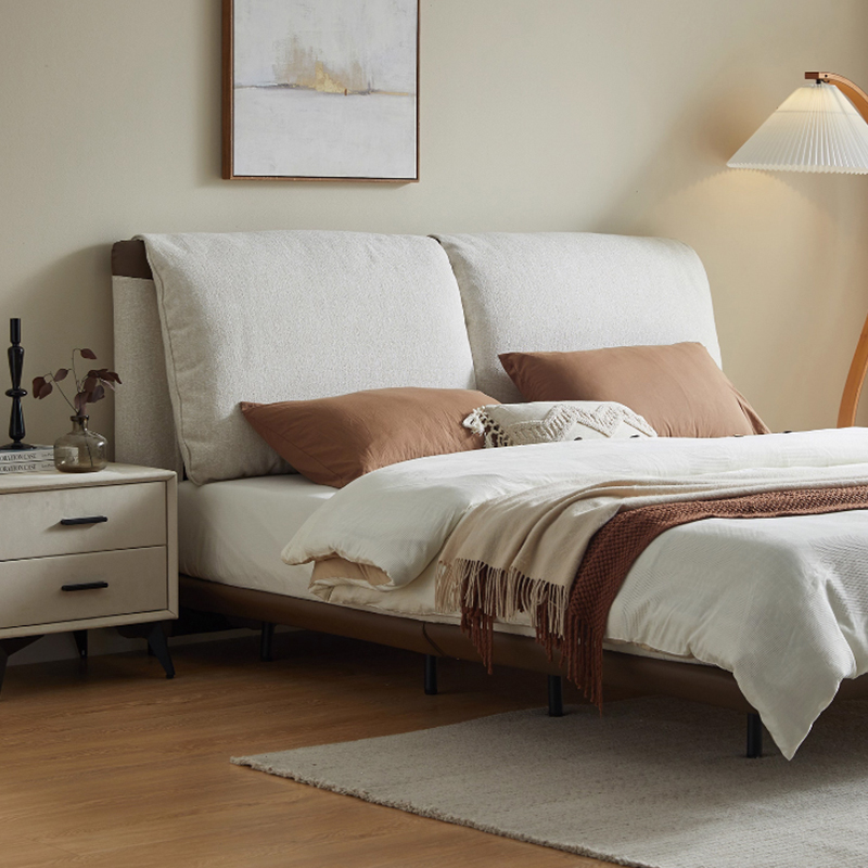 舒云布艺床现代简约单双人床轻奢布艺床头实木排骨架主卧大床