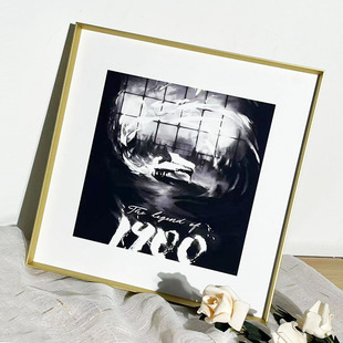 铝合金正方形相框挂墙外框带卡纸留白边窄边像框架方形画框装裱定