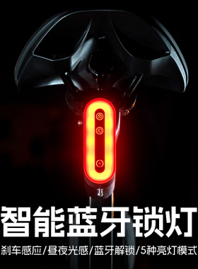 洛克兄弟智能尾灯刹车感应自行车密码锁钢缆锁蓝牙头盔锁骑行装备
