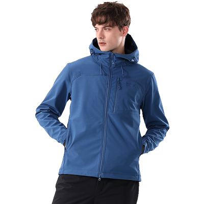 奔流2024新款 春秋连帽男式户外保暖防风立领内胆软壳衣3175