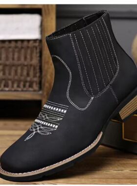 R005 Chelsea boots 跨境刺绣套脚切尔西靴男士马丁靴 外贸代发