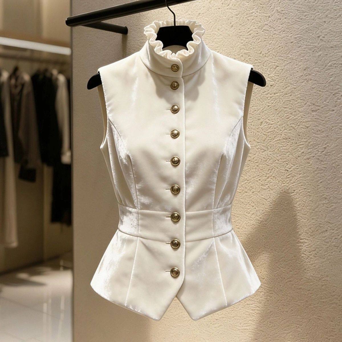 白色丝绒马甲女2026早春轻奢高端时髦洋气巨好看气质掐腰马夹背心