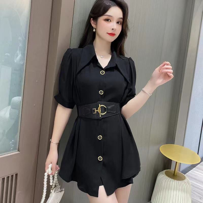 大码女装洋气收腰显瘦衬衫女2025夏季新款宽松百搭遮肉减龄衬衣女