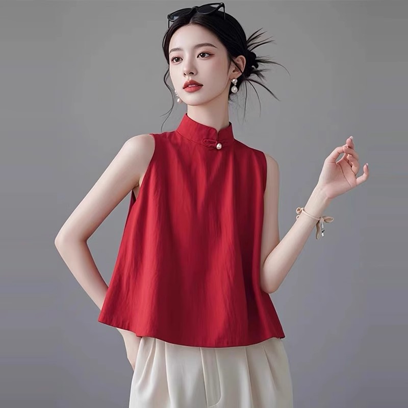 新中式无袖上衣高级感女装衬衫
