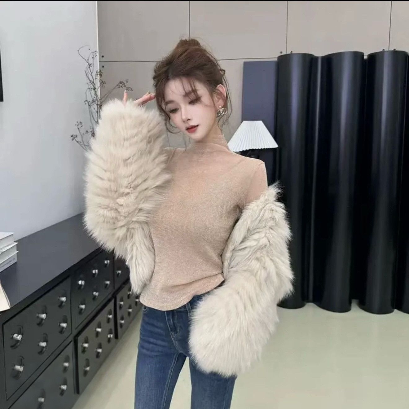 2025秋季新款长袖T恤女纯色显瘦百搭高领网纱打底衫上衣1025