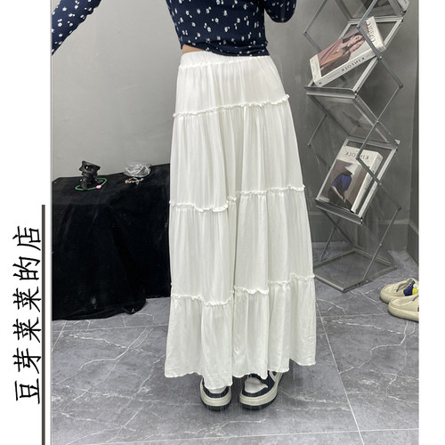 长裙蛋糕裙纯欲风a字褶皱半身裙