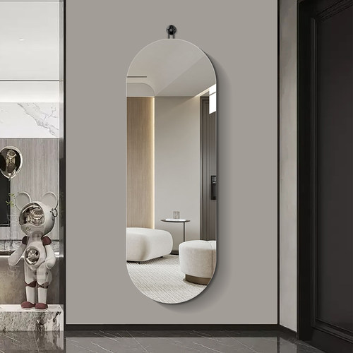 现在轻奢椭圆挂钩式超白镜全身镜