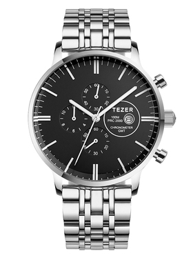 TEZER/天时全自动石英机芯百米防水六针设计男士商务休闲腕表