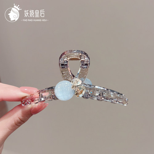 夏季闪钻珍珠交叉抓夹女新款中号