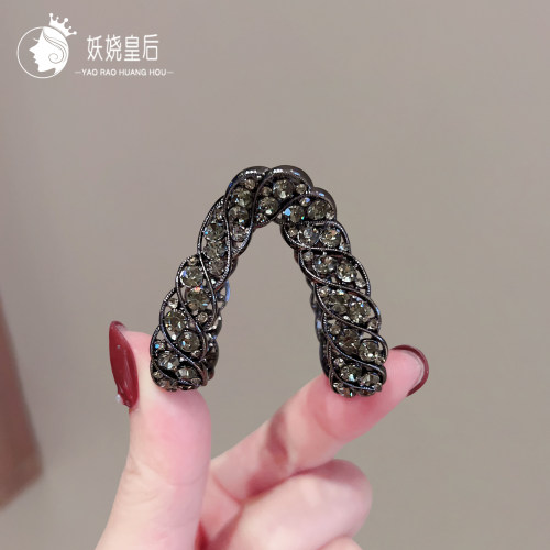 高级感发夹女后脑勺盘发抓夹v形水晶时尚百搭前额碎发侧边夹发饰