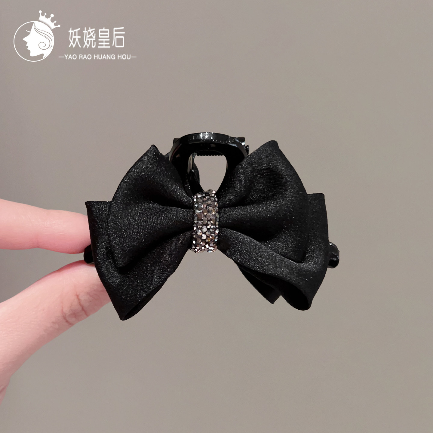 韩国哑光黑色蝴蝶结小抓夹公主头侧边夹子鲨鱼夹前额刘海发夹头饰