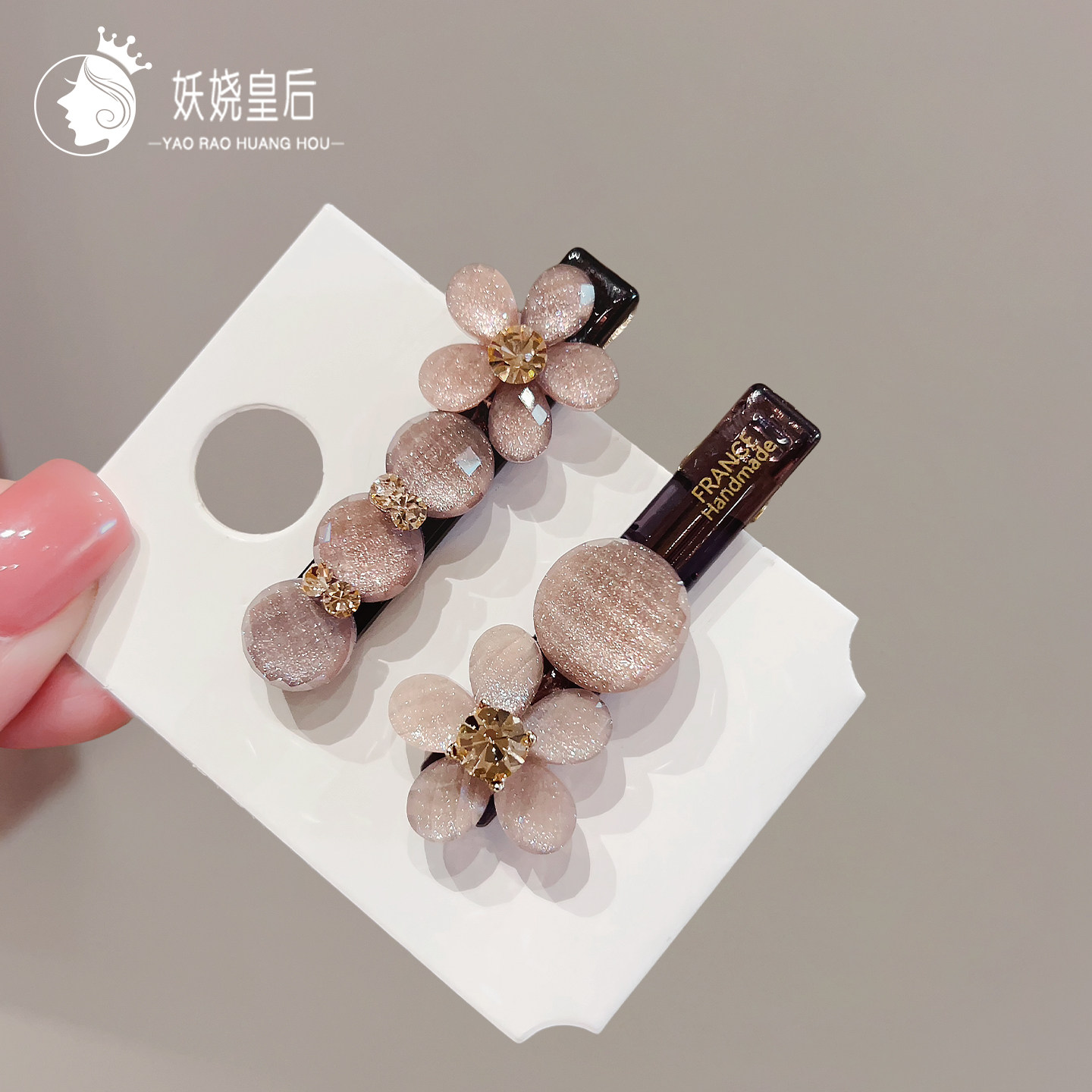 法式优雅花朵发夹网红人气新款图片